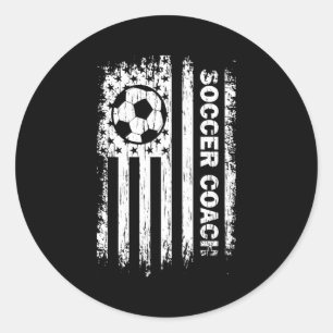Vintage American Flag Soccer Coach Football Fans T Classic Round Sticker