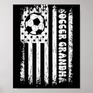Vintage American Flag Soccer Grandma Football Fa T Poster