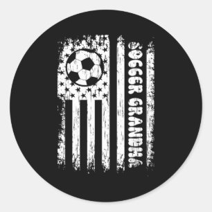 Vintage American Flag Soccer Grandma Football Fans Classic Round Sticker