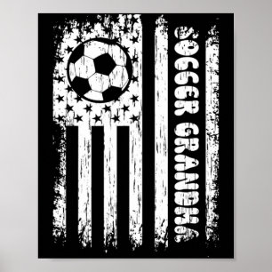 Vintage American Flag Soccer Grandma Football Fans Poster