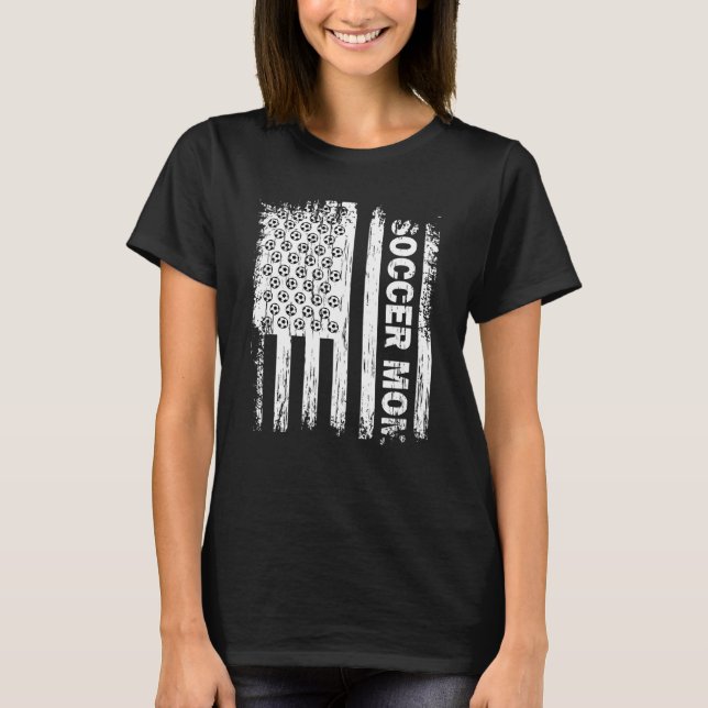Vintage American Flag Soccer Mom Shirt Football Fa (Front)