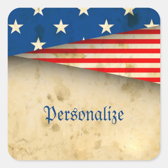 Vintage American Flag Square Sticker (Front)