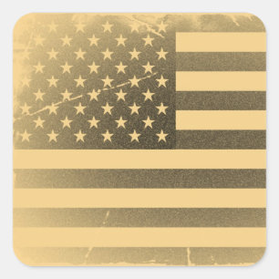 Vintage American Flag Square Sticker