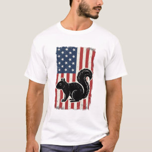 Vintage American Flag Squirrel Patriotic Shirt Des
