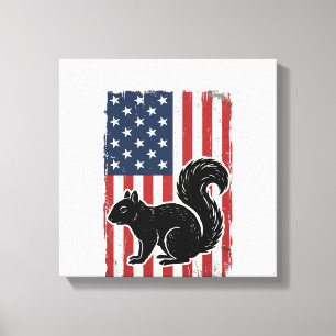 Vintage American Flag Squirrel Patriotic Shirt Des Canvas Print