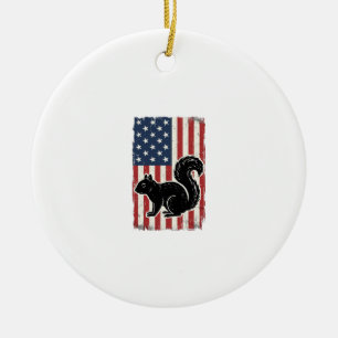 Vintage American Flag Squirrel Patriotic Shirt Des Ceramic Tree Decoration