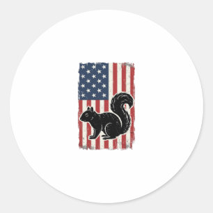 Vintage American Flag Squirrel Patriotic Shirt Des Classic Round Sticker