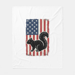 Vintage American Flag Squirrel Patriotic Shirt Des Fleece Blanket