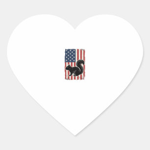 Vintage American Flag Squirrel Patriotic Shirt Des Heart Sticker