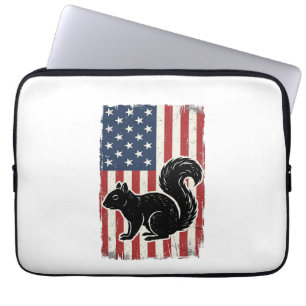Vintage American Flag Squirrel Patriotic Shirt Des Laptop Sleeve