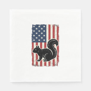 Vintage American Flag Squirrel Patriotic Shirt Des Napkin