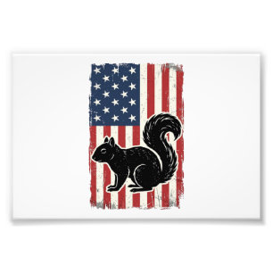 Vintage American Flag Squirrel Patriotic Shirt Des Photo Print