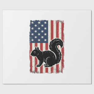 Vintage American Flag Squirrel Patriotic Shirt Des Wrapping Paper