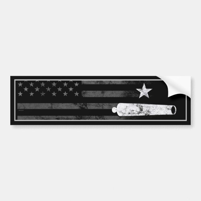 Vintage American Flag Star Cannon Bumper Sticker (Front)