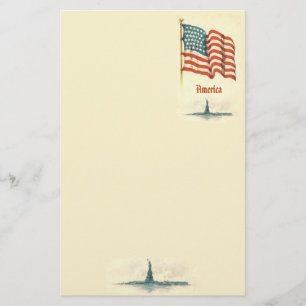 Vintage American Flag Stationery