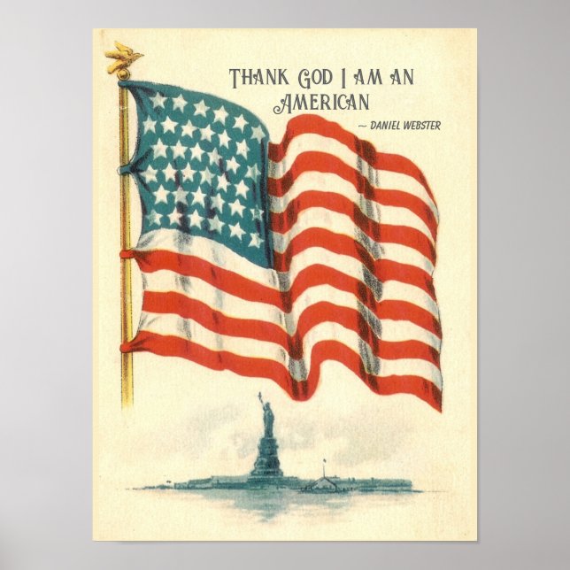 Vintage American Flag Statue of Liberty Poster (Front)