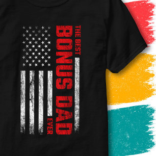 Vintage American Flag Stepdad Best Bonus Dad Ever T-Shirt