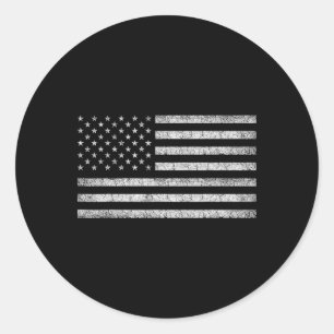 Vintage American Flag Tee Women Men Usa Patriotic  Classic Round Sticker