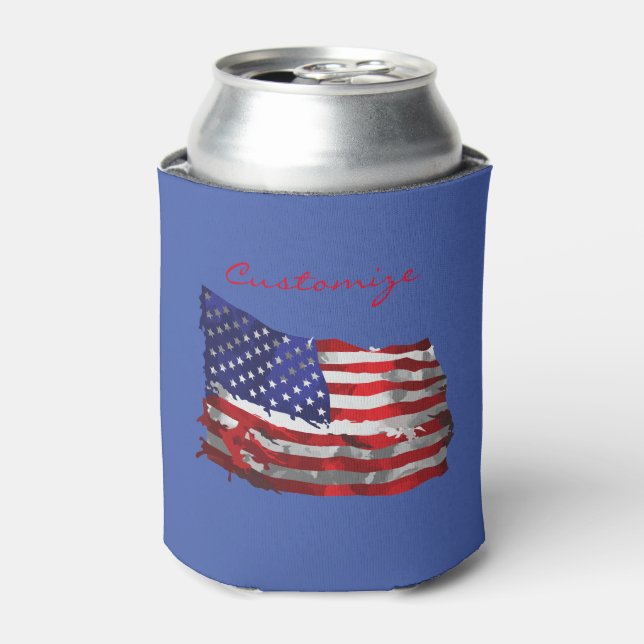 Vintage American Flag Thunder_Cove Can Cooler (Can Front)