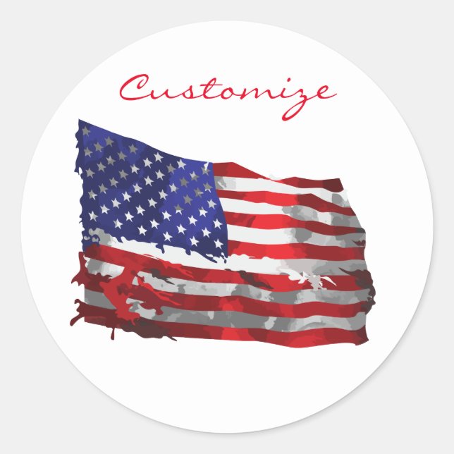 Vintage American Flag Thunder_Cove Classic Round Sticker (Front)