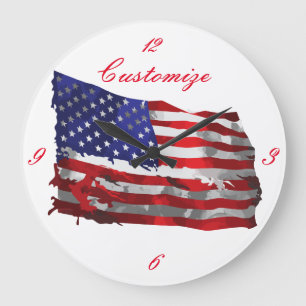 Vintage American Flag Thunder_Cove Large Clock