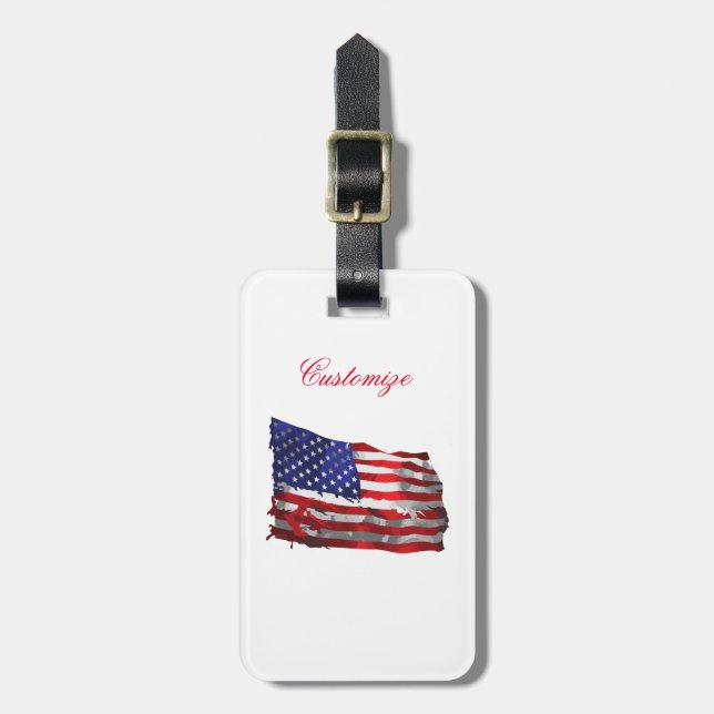 Vintage American Flag Thunder_Cove Luggage Tag (Front Vertical)