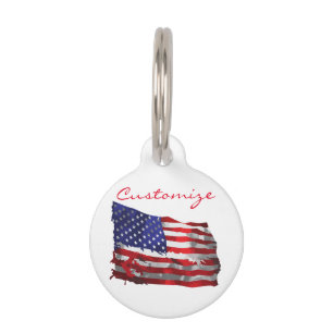 Vintage American Flag Thunder_Cove Pet Tag