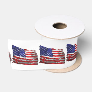 Vintage American Flag Thunder_Cove Satin Ribbon