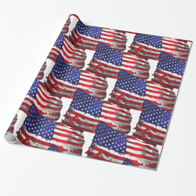 Vintage American Flag Thunder_Cove Wrapping Paper (Unrolled)