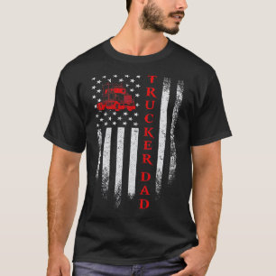 Vintage American Flag Trucker Truck Driver Dad T-Shirt