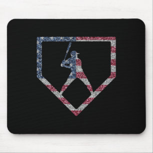 Vintage American Flag Us Baseball Drip Boys Mouse Mat