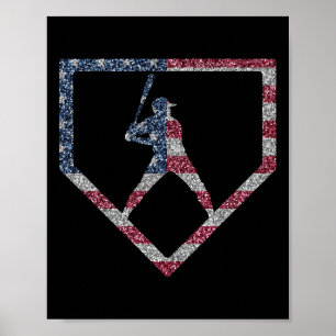 Vintage American Flag Us Baseball Drip Boys  Poster