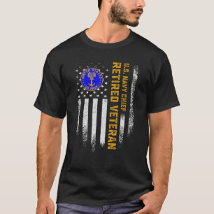 Vintage American Flag US Navy Chief Proud Retired T-Shirt