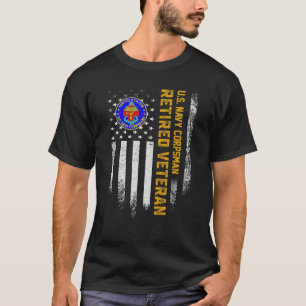 Vintage American Flag US Navy Corpsman Proud Retir T-Shirt