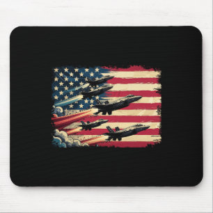 Vintage American Flag Usa Fighter Jets 4th Of July Mouse Mat