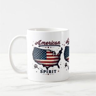 Vintage American Flag USA Map Distressed Art Coffee Mug