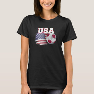 Vintage American Flag USA Soccer Ball Football T-Shirt