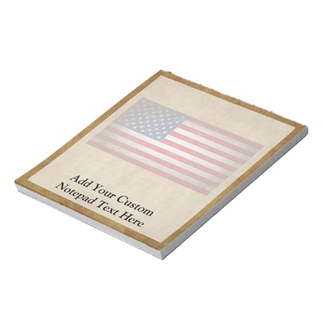 Vintage American Flag w/Custom Text Notepad (Rotated)