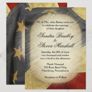 Vintage American Flag Wedding Invitations