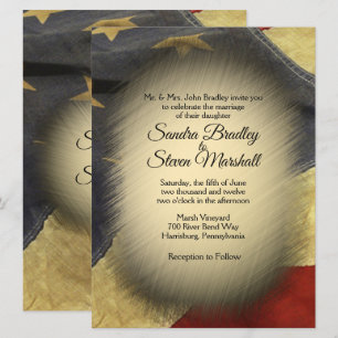 Vintage American Flag Wedding Invitations