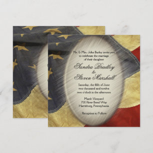 Vintage American Flag Wedding Invitations