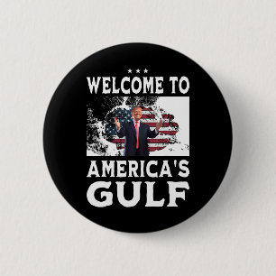 Vintage American Flag Welcome To America's Gulf 1  6 Cm Round Badge
