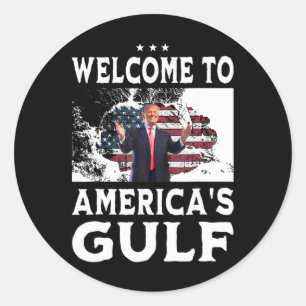 Vintage American Flag Welcome To America's Gulf Classic Round Sticker