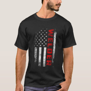 Vintage American Flag Welder Apparel Patriot Usa M T-Shirt