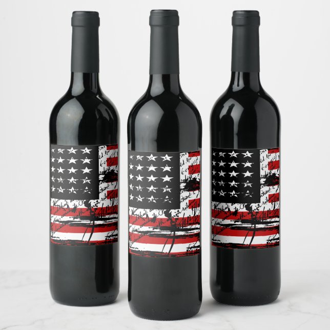 Vintage American  Flag  Wine Label (Bottles)