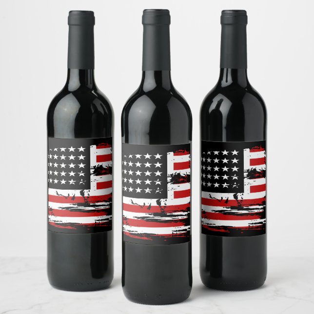 Vintage American  Flag  Wine Label (Bottles)