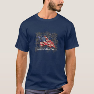Vintage American Flag with Gold Glitter Fireworks T-Shirt