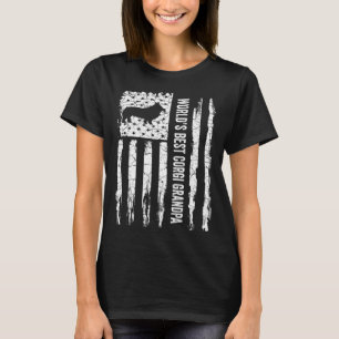 Vintage American Flag World s Best Corgi Grandpa S T-Shirt