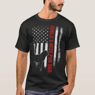Vintage American Flag World's Best Pug Pugdog Dad T-Shirt