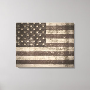 Vintage American Flag Wrapped Canvas